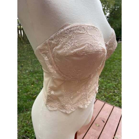 Dominique Womens Lace Strapless Bustier Bra 44C Beige - Picture 2 of 11
